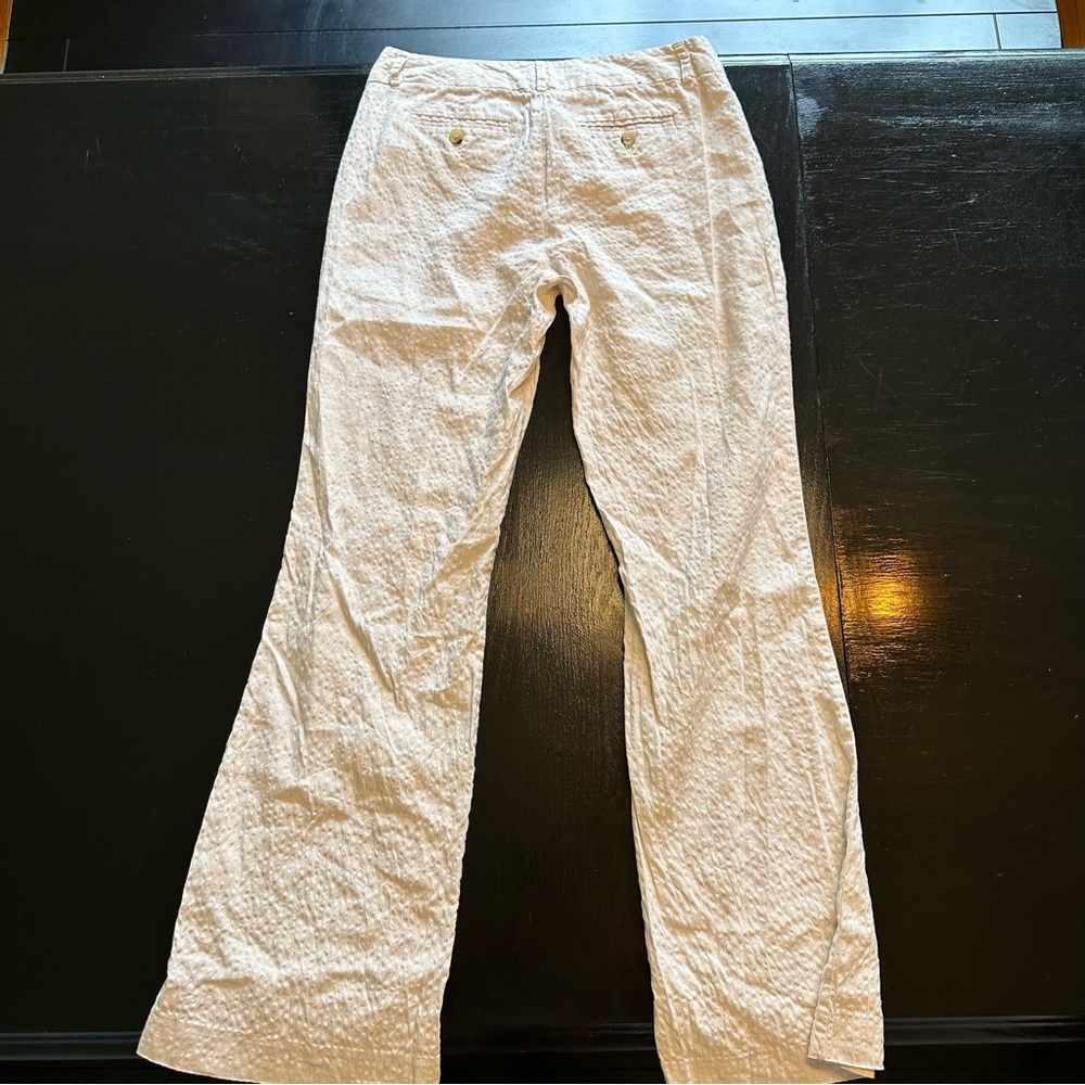 Retro Banana Republic Size 6 Martin white and Blue Striped Linen Pant Wide Leg - Picture 12 of 13